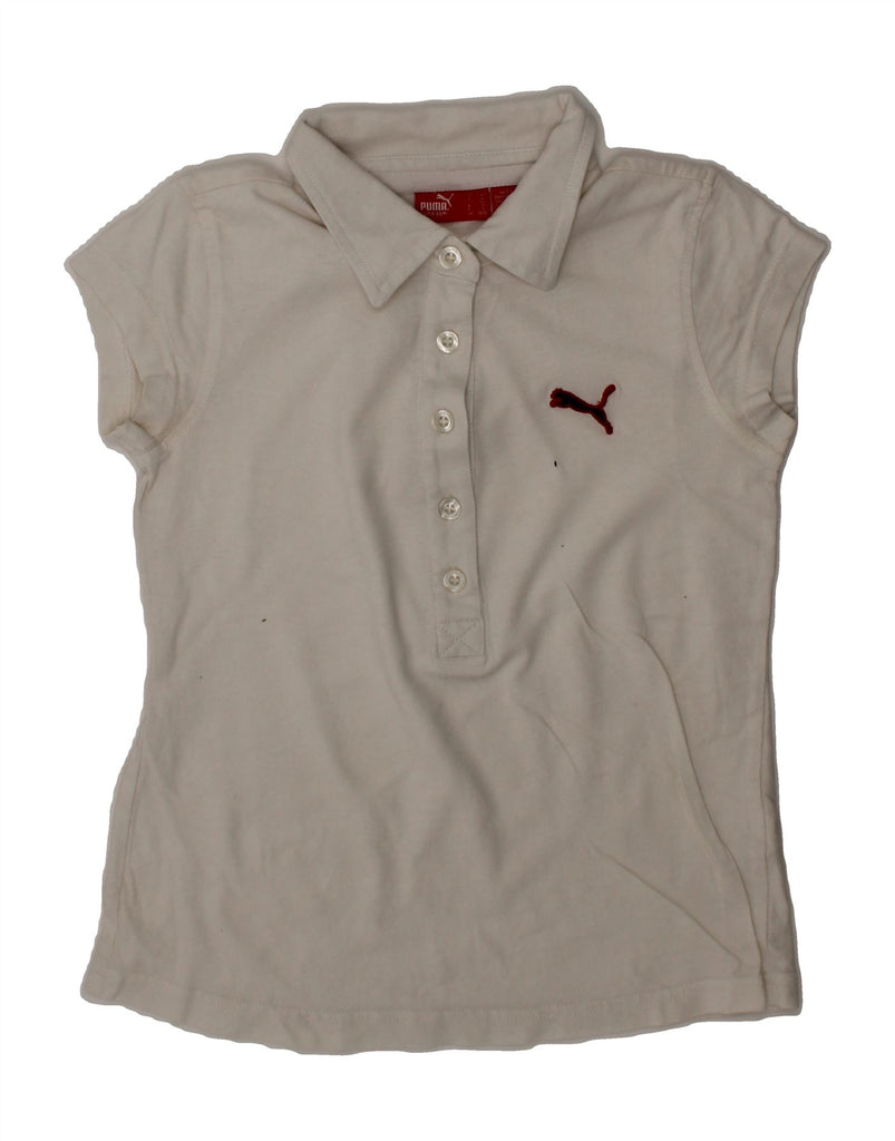 PUMA Girls Polo Shirt 9-10 Years White Vintage Puma and Second-Hand Puma from Messina Hembry 