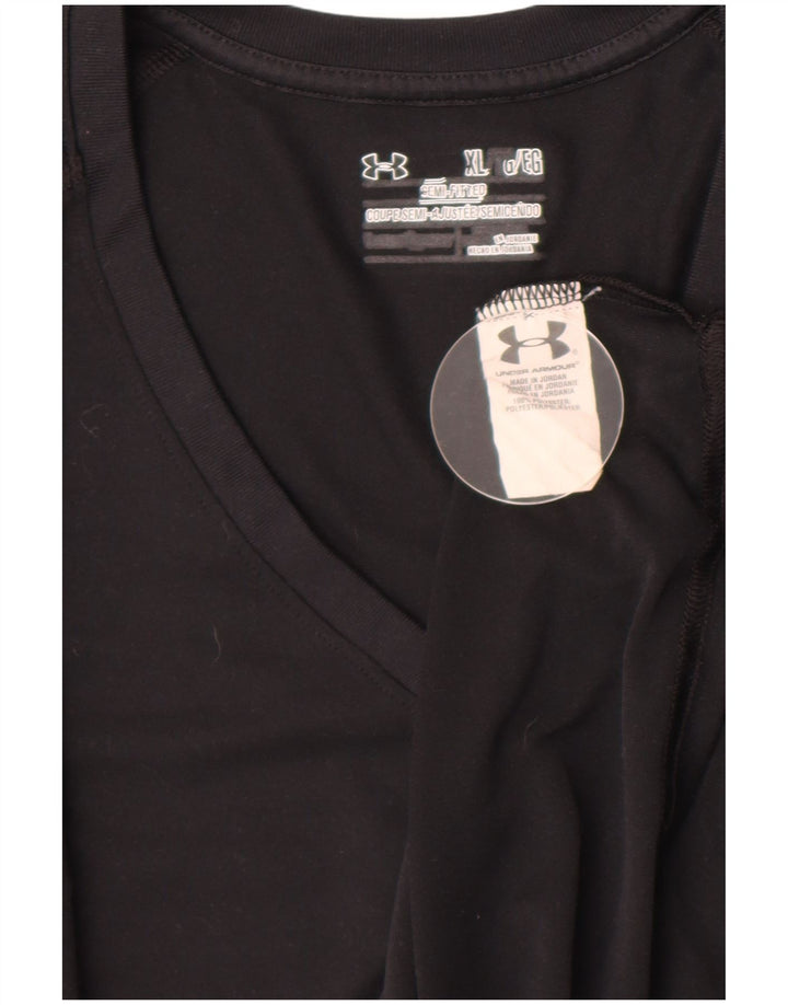 Under Armour Womens T-Shirt Top UK 18 XL Black Polyester