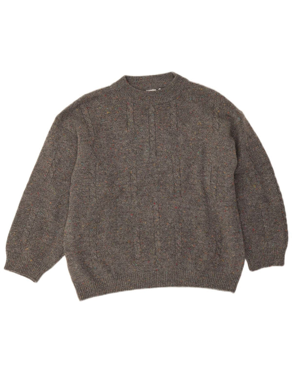Vintage Mens Turtle Neck Jumper Sweater Large Grey Flecked Acrylic