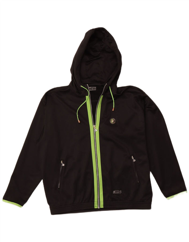 CHAMPION Mens Hooded Tracksuit Top Jacket XL Black Polyester