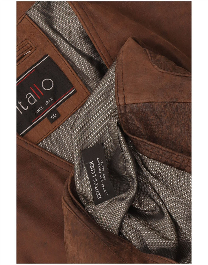 Itallo Mens Leather Gilet IT 50 Large Brown
