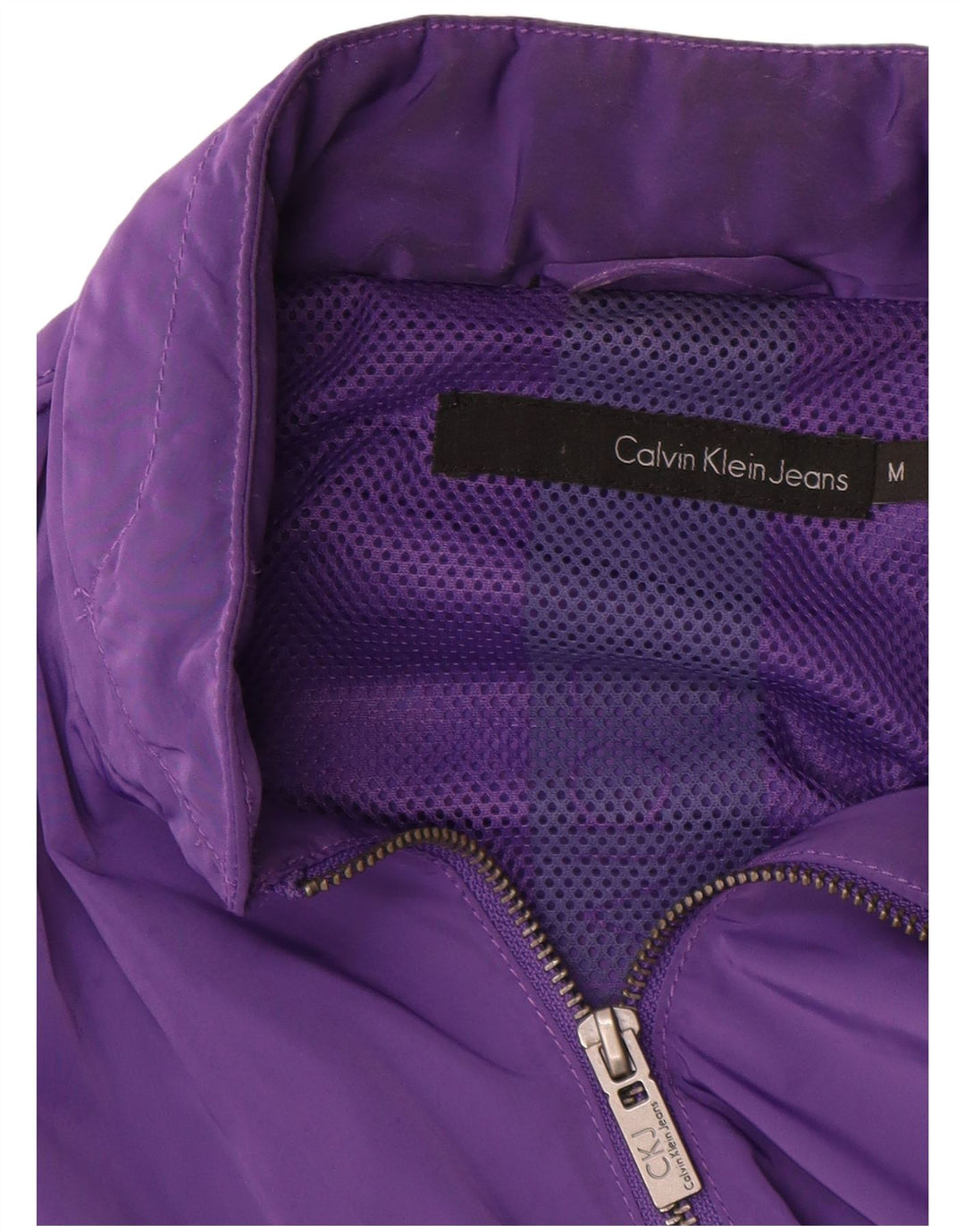 Calvin Klein Jeans Womens Graphic Bomber Jacket UK 14 Medium Purple