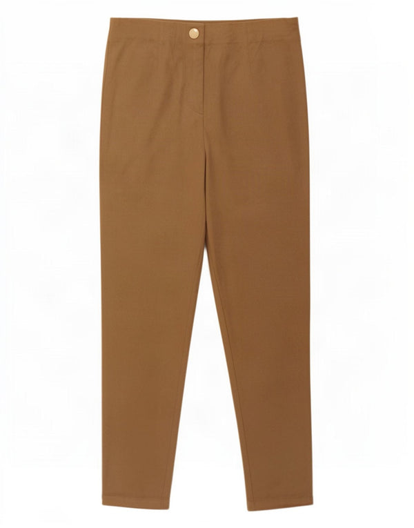 Zara Womens High Waist Tapered Casual Trousers Medium W28 L27 Brown Cotton