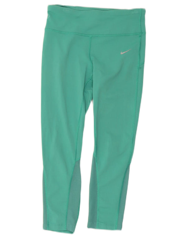 Nike Womens Dri Fit Capri Leggings UK 8 Small  Green Nylon
