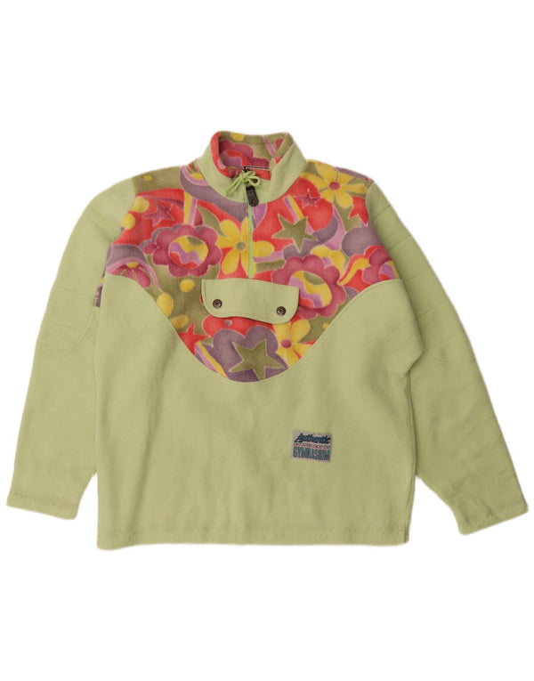 Gymnasium Womens Oversized Zip Neck Fleece Jumper UK 14 Medium Green Floral