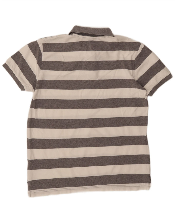 Gap Mens Polo Shirt Large Grey Striped Cotton