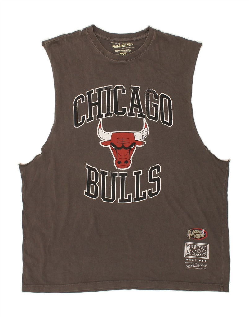 MITCHELL & NESS Mens Chicago Bulls Graphic Vest Top 2XL Grey Cotton Vintage Mitchell & Ness and Second-Hand Mitchell & Ness from Messina Hembry 