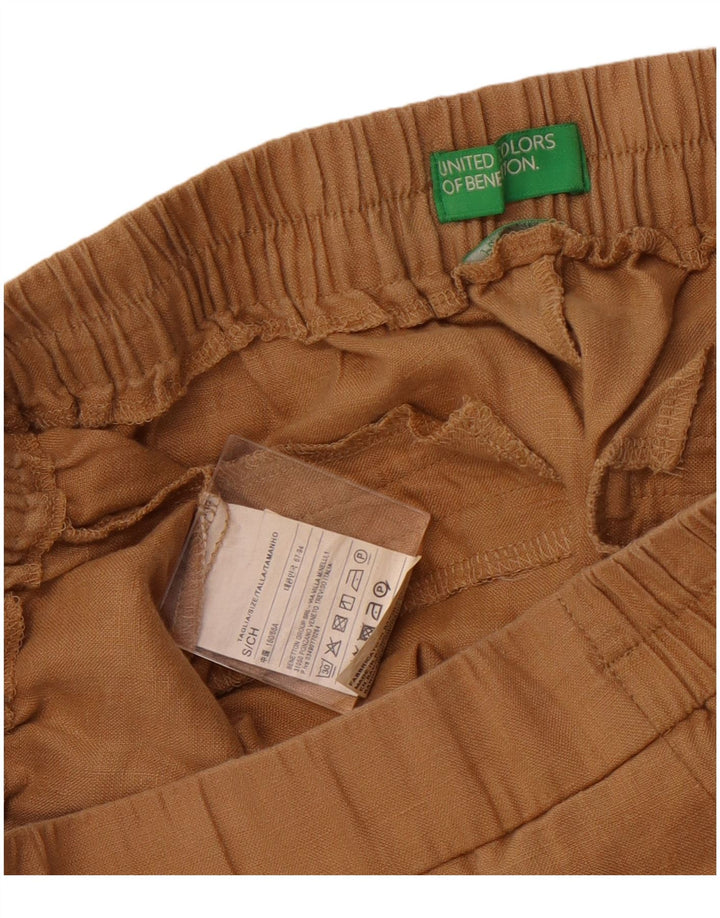 Benetton Womens Tapered Casual Trousers Small W26 L25 Beige Linen