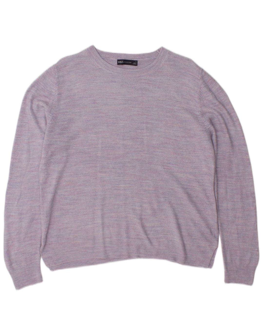 Marks & Spencer Womens Crew Neck Jumper Sweater UK 12 Medium Purple Flecked