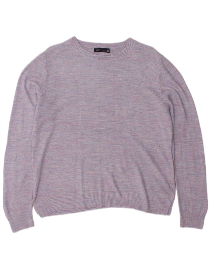 Marks & Spencer Womens Crew Neck Jumper Sweater UK 12 Medium Purple Flecked