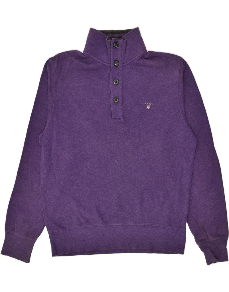 GANT Mens Button Neck Jumper Sweater Large Purple Cotton | Vintage Gant | Thrift | Second-Hand Gant | Used Clothing | Messina Hembry 