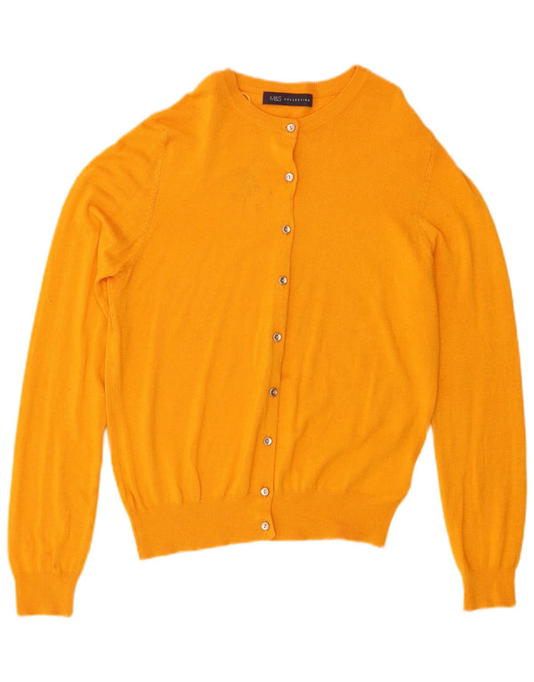Marks & Spencer Womens Regular Fit Cardigan Sweater UK 12 Medium Yellow