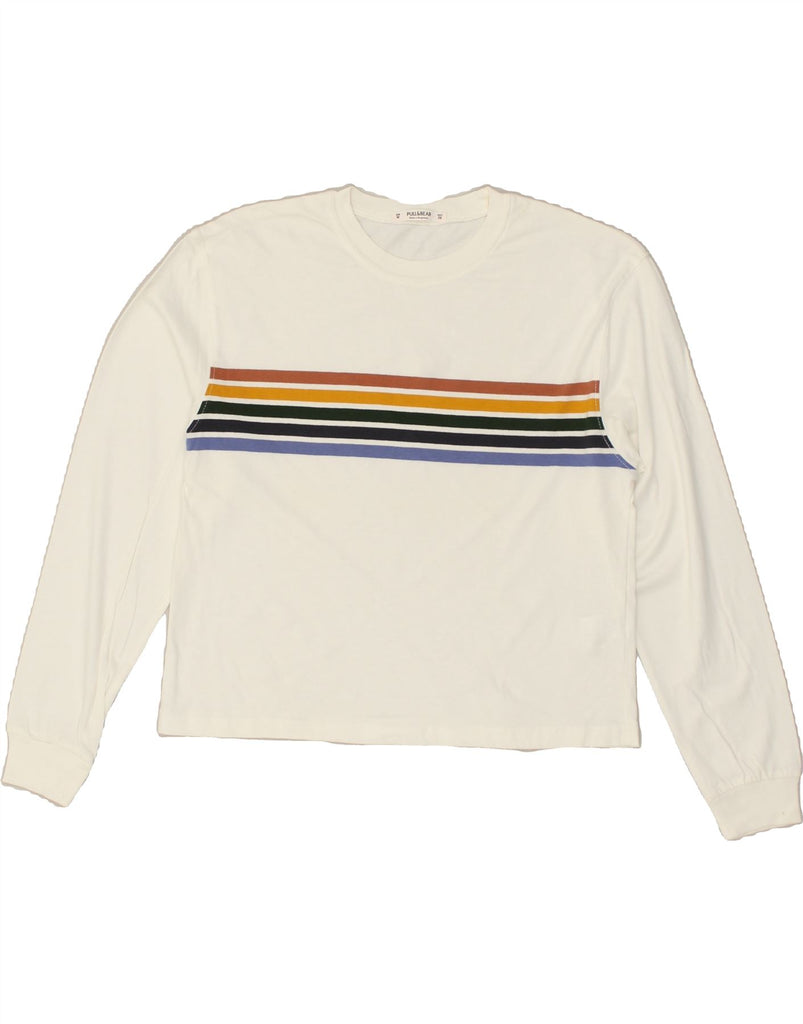 PULL & BEAR Womens Top Long Sleeve UK 14 Medium White Cotton | Vintage Pull & Bear | Thrift | Second-Hand Pull & Bear | Used Clothing | Messina Hembry 