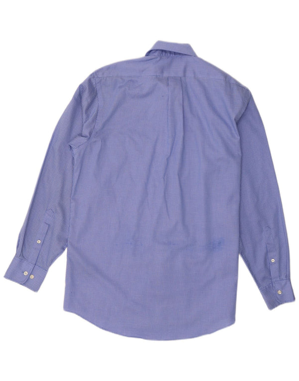 Chaps Mens Shirt Size 15 1/2 Medium Blue Check Cotton