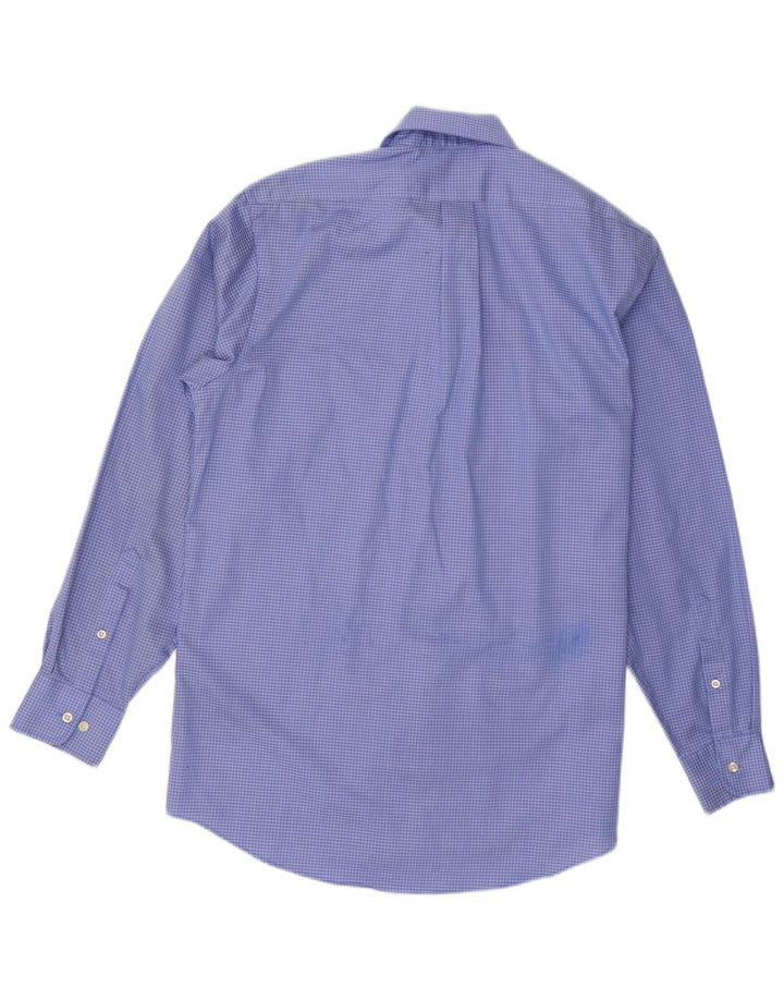 Chaps Mens Shirt Size 15 1/2 Medium Blue Check Cotton
