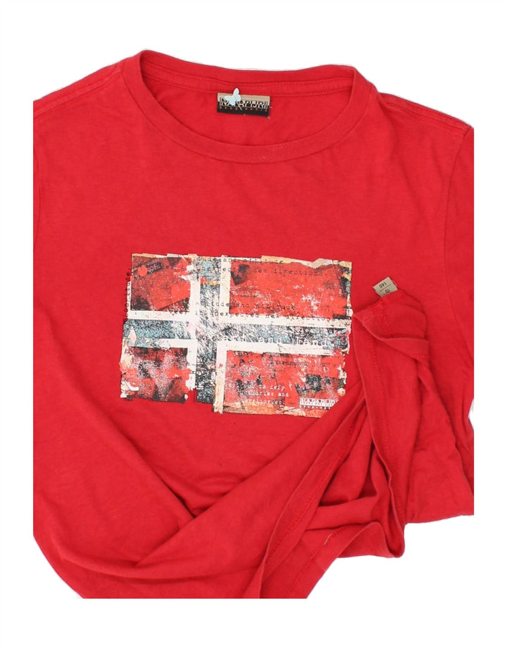 NAPAPIJRI Boys Graphic T-Shirt Top 9-10 Years Red | Vintage Napapijri | Thrift | Second-Hand Napapijri | Used Clothing | Messina Hembry 