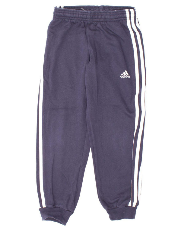Adidas Boys Tracksuit Trousers Joggers 6-7 Years Navy Blue Cotton