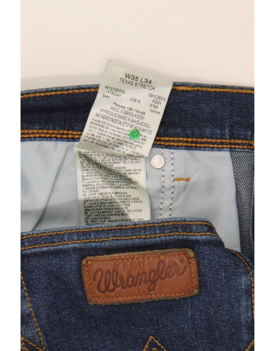 Wrangler Mens Texas Stretch Straight Jeans W35 L34 Blue Cotton