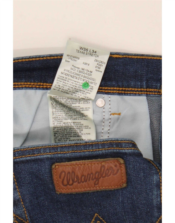 Wrangler Mens Texas Stretch Straight Jeans W35 L34 Blue Cotton
