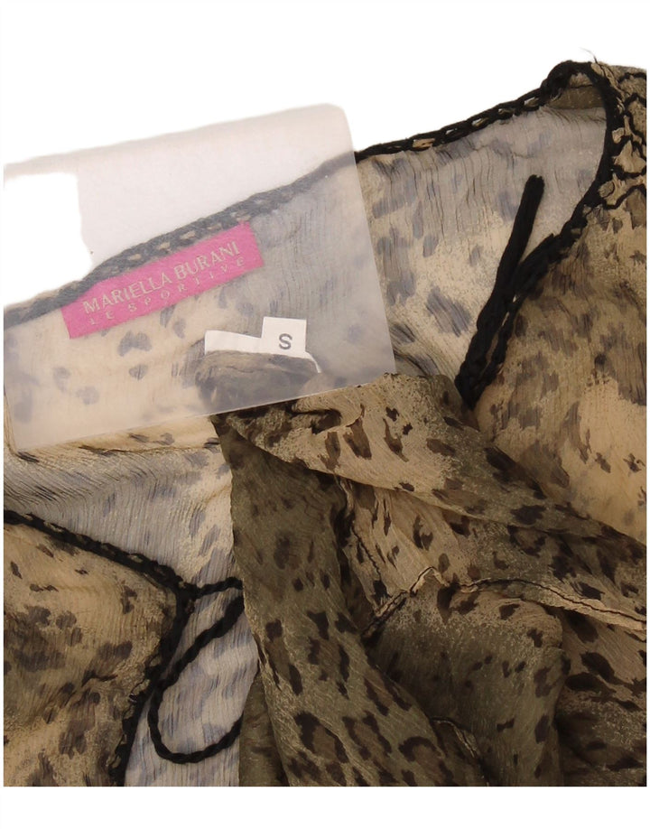 Mariella Burani Womens Loose Fit Blouse Top UK 10 Small Beige Animal Print