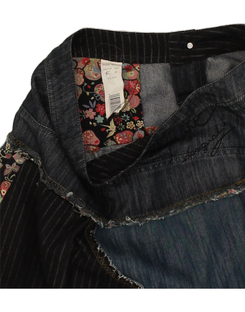DESIGUAL Womens Bubble Skirt EU 38 Medium W32 Blue Patchwork Cotton | Vintage Desigual | Thrift | Second-Hand Desigual | Used Clothing | Messina Hembry 