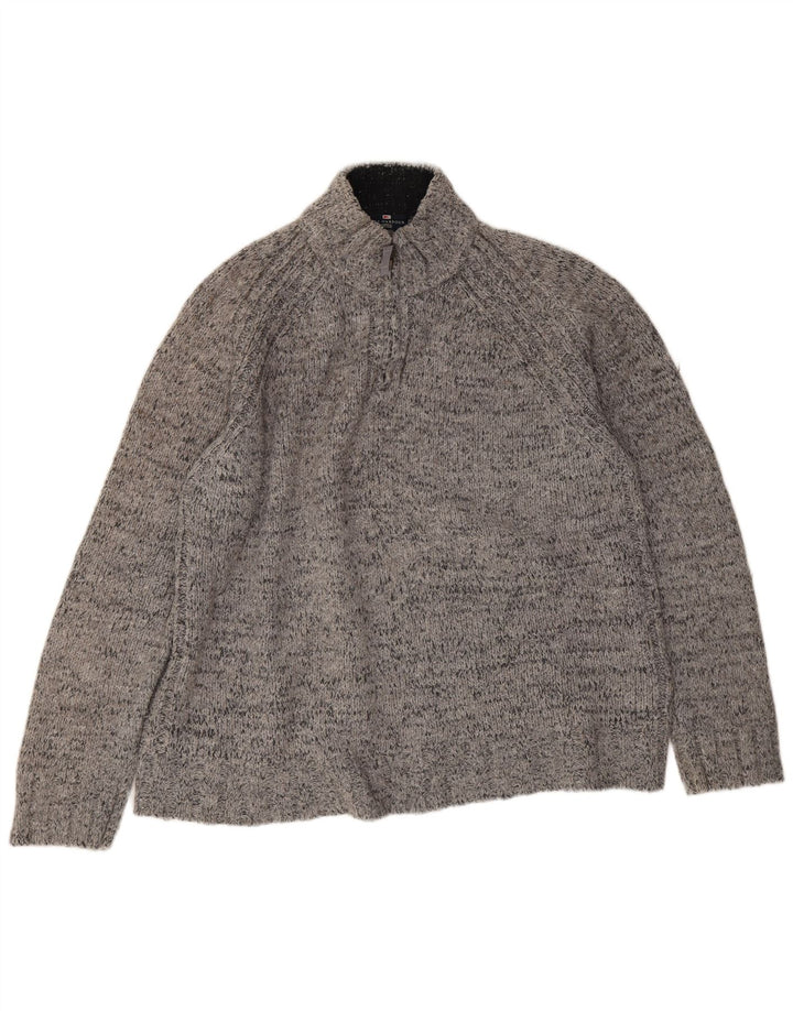 Marks & Spencer Mens Blue Harbour Zip Neck Jumper Sweater XL Grey Flecked
