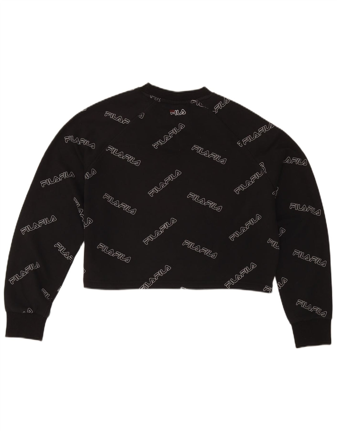 Fila Womens Oversized Graphic Crop Sweatshirt Jumper UK 10 Small Black