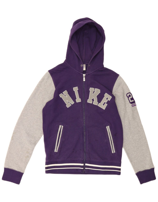 Nike Mens Graphic Zip Hoodie Sweater Small Purple Colourblock Cotton