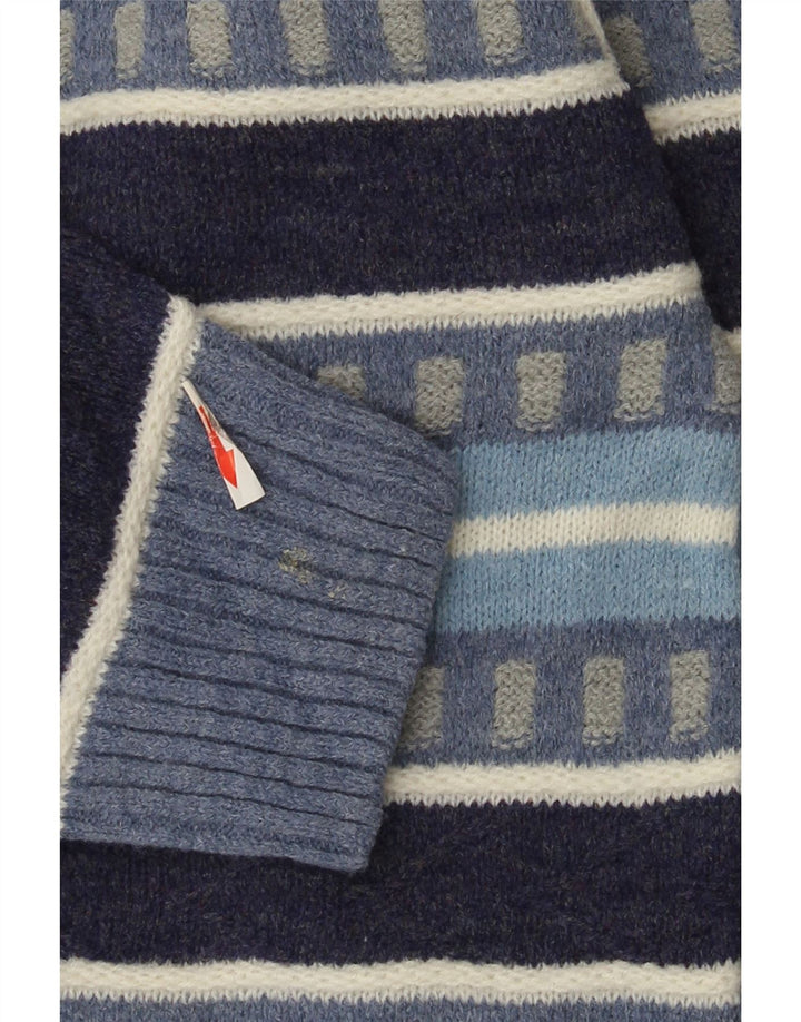 Kappa Mens Polo Neck Jumper Sweater Large Blue Striped Wool