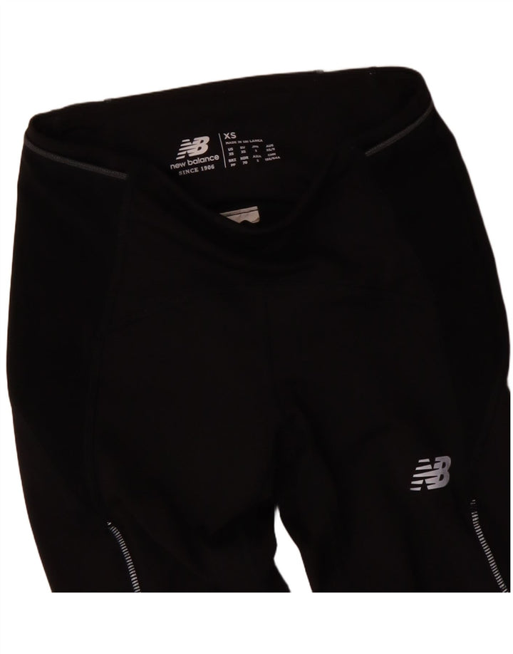NEW BALANCE Womens Crop Graphic Leggings UK 4 XS Black