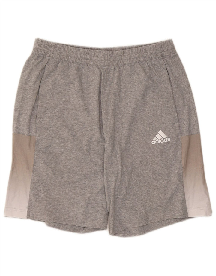 Adidas Mens Sport Shorts Large Grey Colourblock Cotton