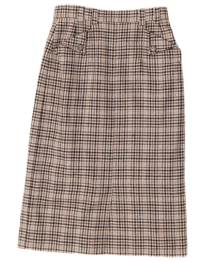 Vintage Womens Pencil Skirt IT 36 XS W26  Grey Houndstooth Wool