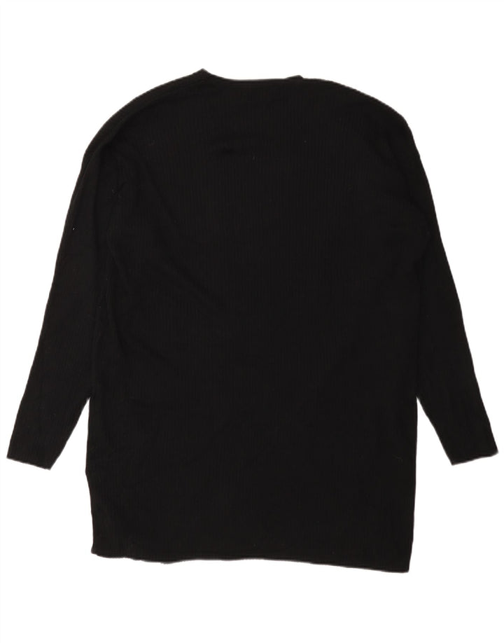 Marks & Spencer Womens Longline Open Cardigan Sweater UK 16 Large Black