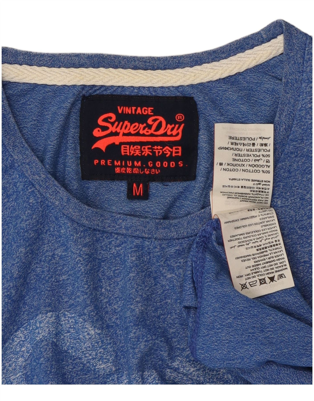 SUPERDRY Womens Graphic T-Shirt Top UK 12 Medium Blue Flecked Cotton