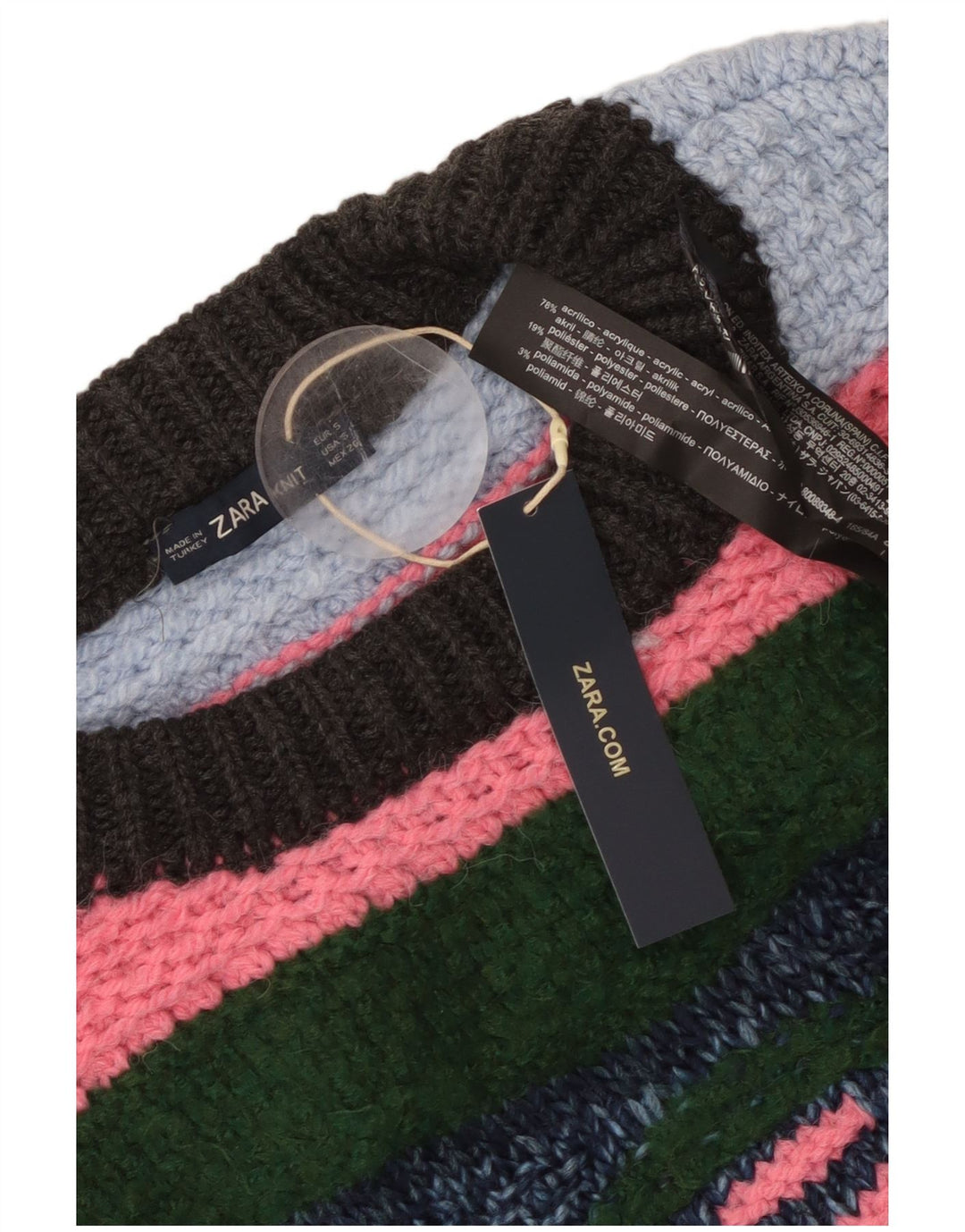 ZARA Womens Oversized Crew Neck Jumper Sweater UK 10 Small Multicoloured