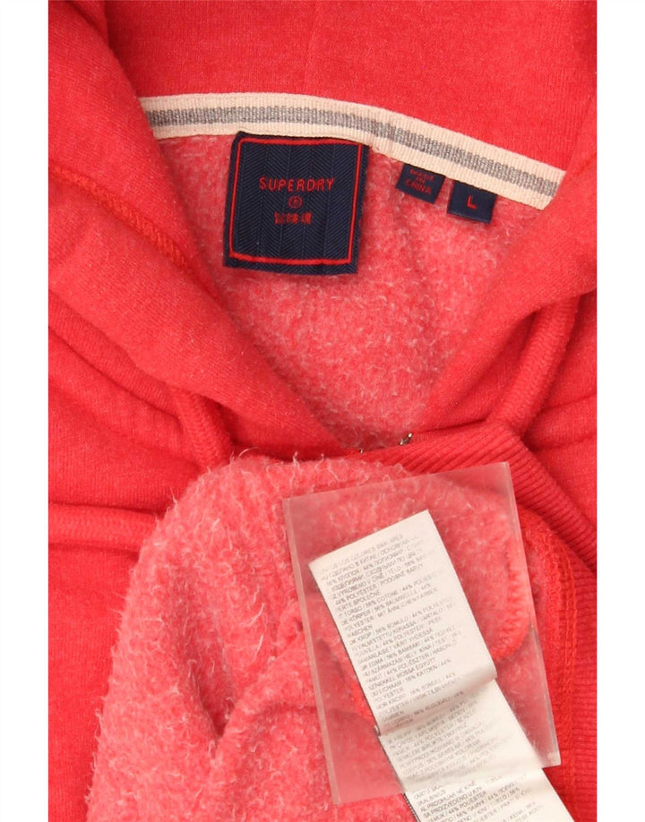 Superdry Mens Zip Hoodie Sweater Large Red Cotton