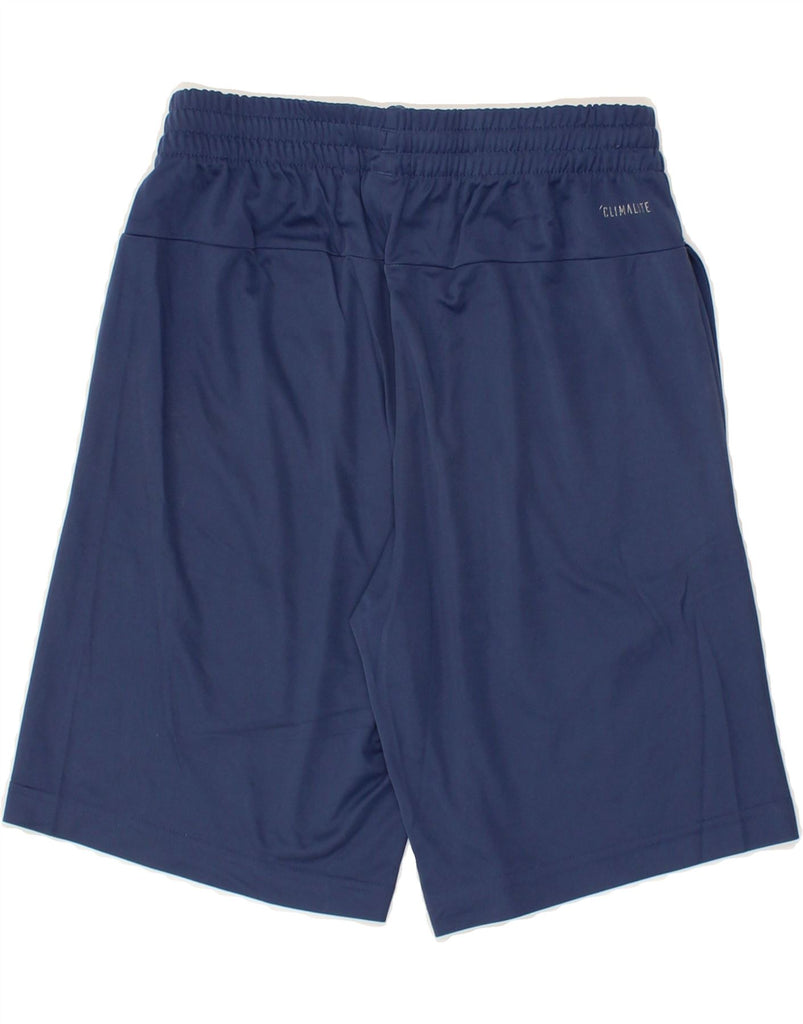 ADIDAS Boys Climalite Graphic Sport Shorts 10-11 Years Navy Blue Vintage Adidas and Second-Hand Adidas from Messina Hembry 
