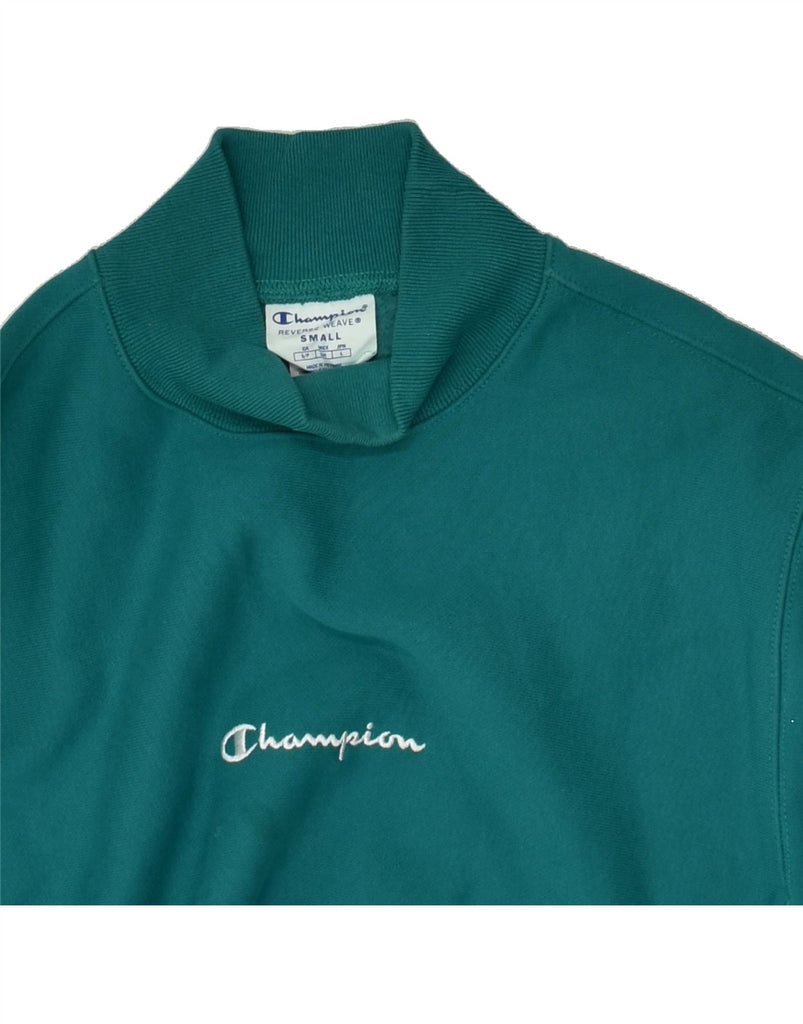 CHAMPION Womens Turtle Neck Sweatshirt Jumper UK 10 Small Green Cotton | Vintage Champion | Thrift | Second-Hand Champion | Used Clothing | Messina Hembry 