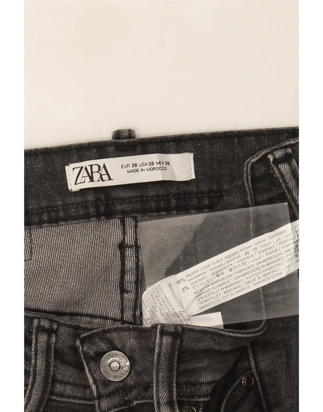 Zara Mens Slim Jeans EU 38 Small W30 L30 Grey Cotton
