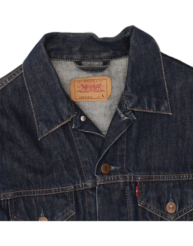 LEVI'S Girls Denim Jacket 13-14 Years Large Navy Blue Cotton | Vintage Levi's | Thrift | Second-Hand Levi's | Used Clothing | Messina Hembry 