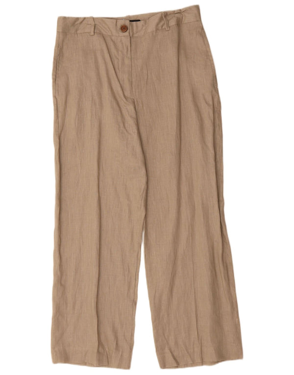 Zara Womens Loose Fit Chino Trousers Large W30 L27 Beige Linen