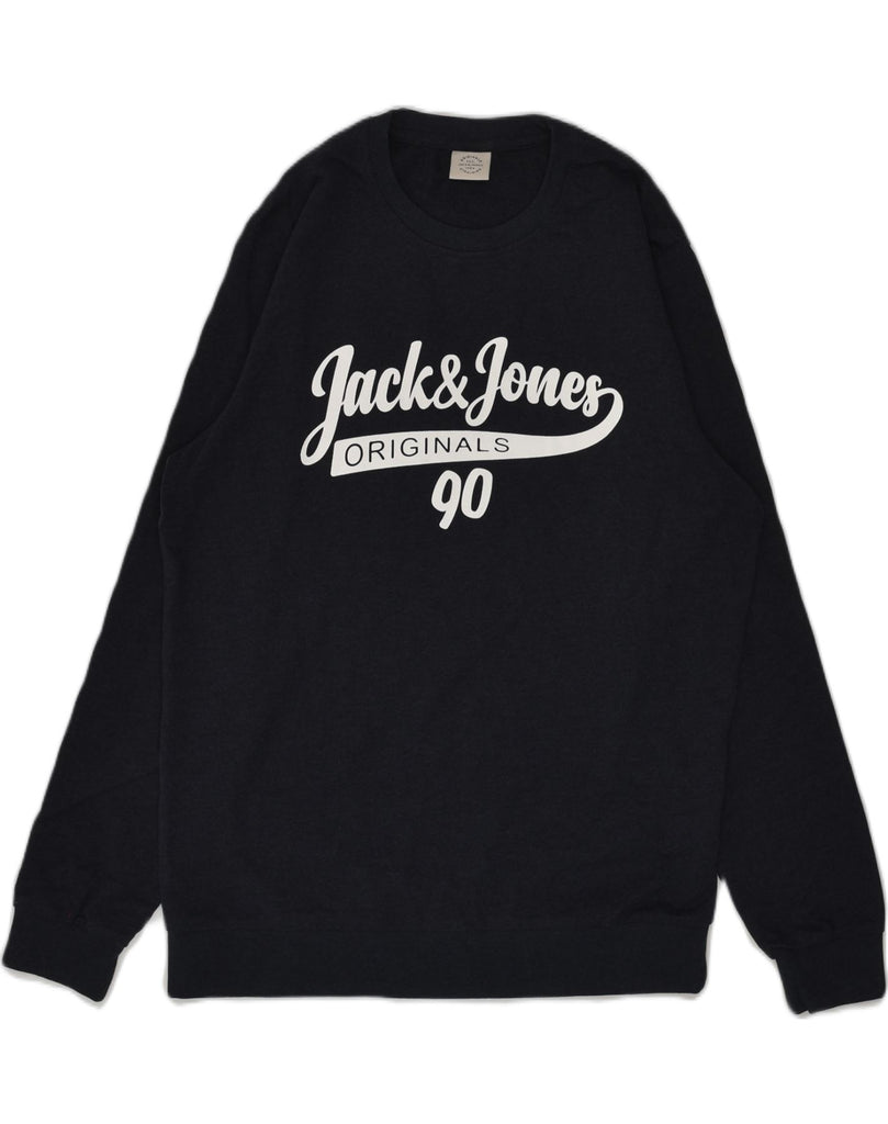 JACK & JONES Mens Graphic Sweatshirt Jumper Medium Grey Cotton | Vintage Jack & Jones | Thrift | Second-Hand Jack & Jones | Used Clothing | Messina Hembry 