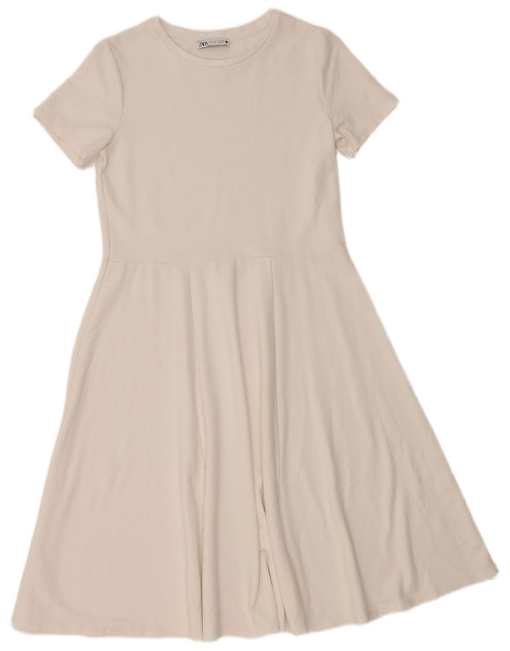 ZARA Womens A-Line Dress UK 10 Small White Viscose