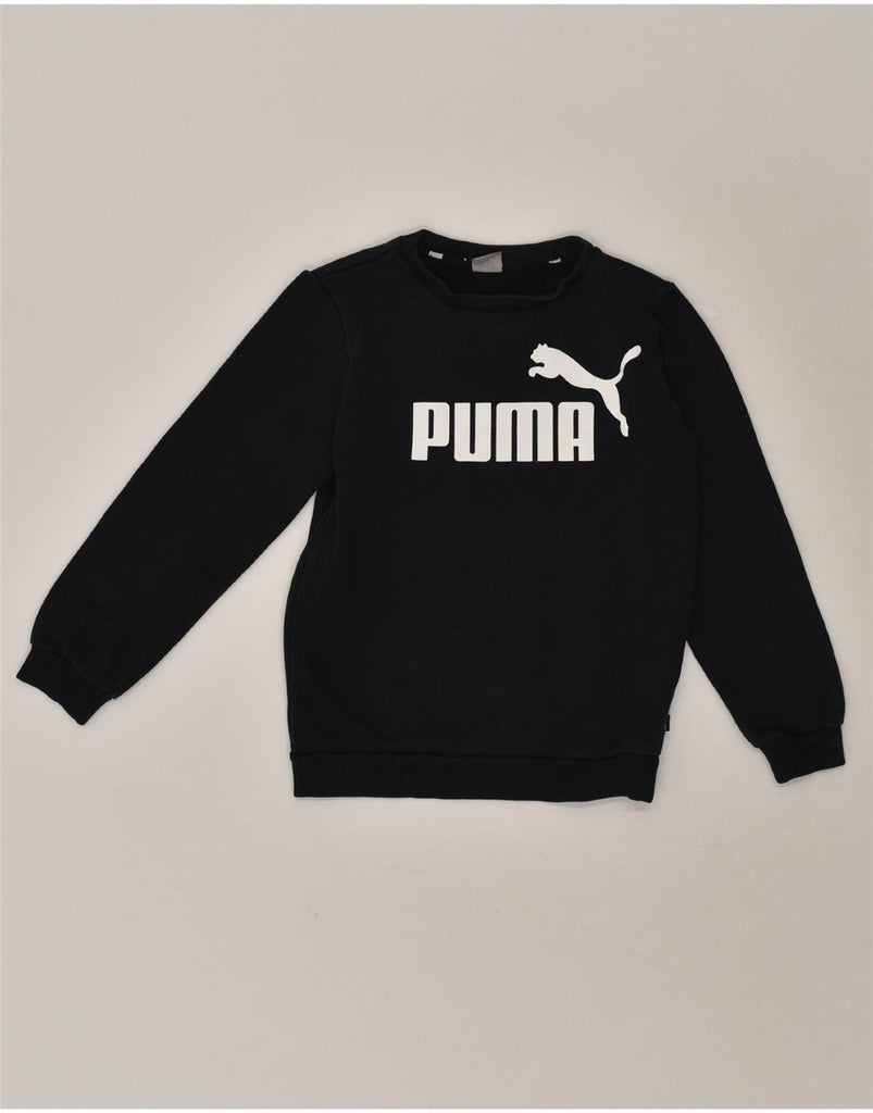 PUMA Girls Graphic Sweatshirt Jumper 11-12 Years Black | Vintage Puma | Thrift | Second-Hand Puma | Used Clothing | Messina Hembry 