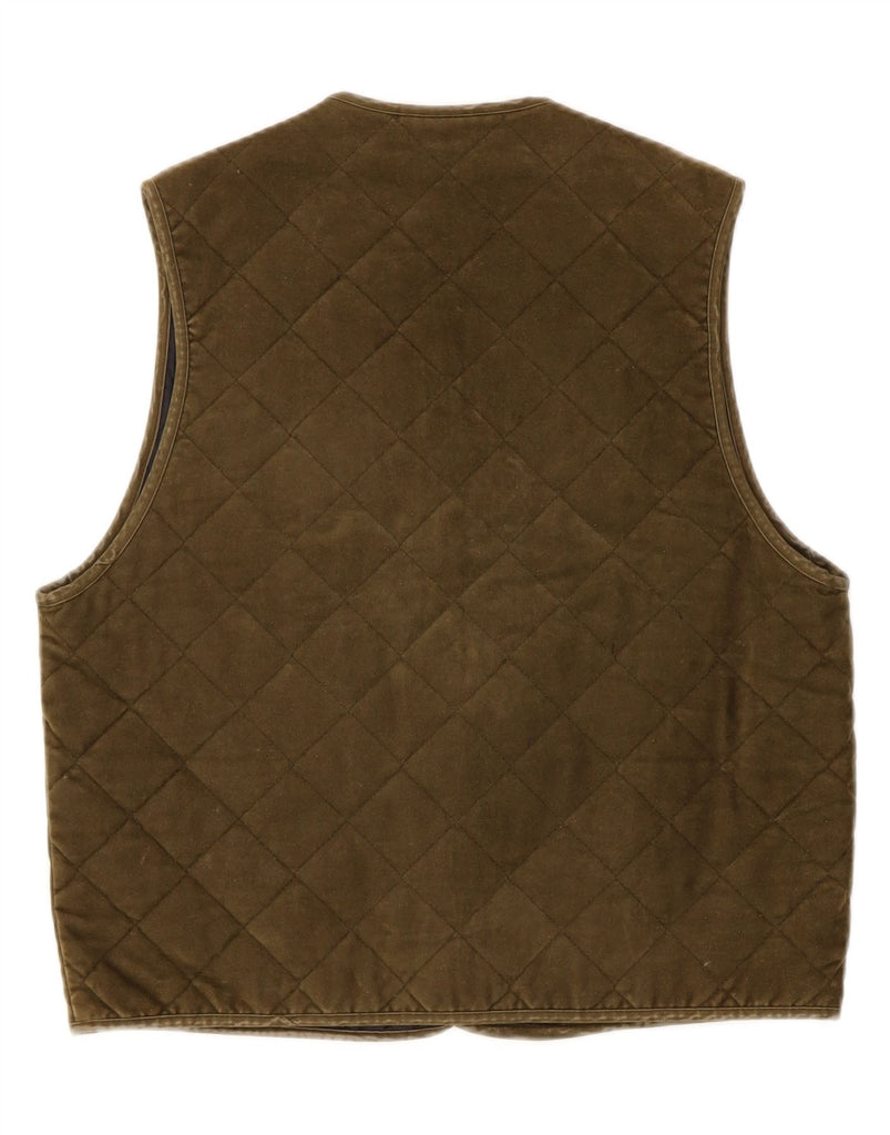 GB.PEDRINI Mens Quilted Gilet IT 52 XL Khaki Cotton Vintage GB.PEDRINI and Second-Hand GB.PEDRINI from Messina Hembry 