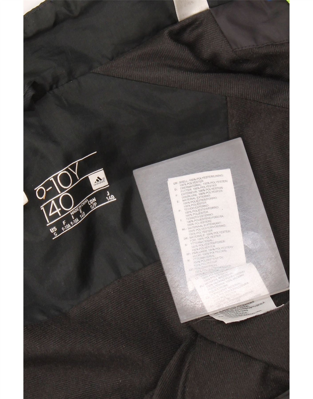 Adidas Boys Windbreaker Jacket 9-10 Years Black Colourblock Polyester
