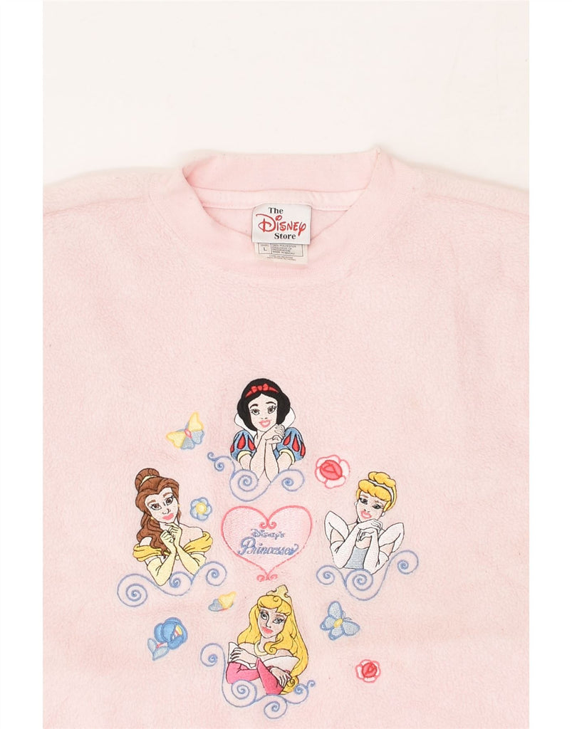 DISNEY Girls Graphic Fleece Jumper 13-14 Years Large Pink Polyester | Vintage Disney | Thrift | Second-Hand Disney | Used Clothing | Messina Hembry 