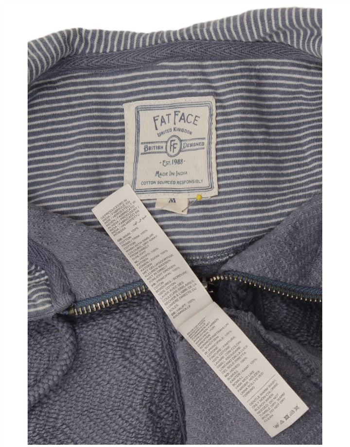 Fat Face Womens Zip Hoodie Sweater UK 14 Medium Blue Cotton
