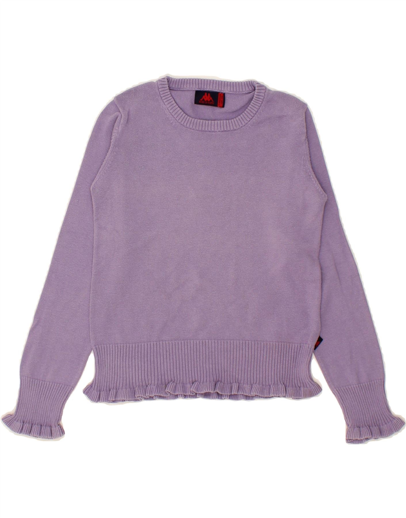 KAPPA Girls Boat Neck Jumper Sweater 7-8 Years Medium Purple