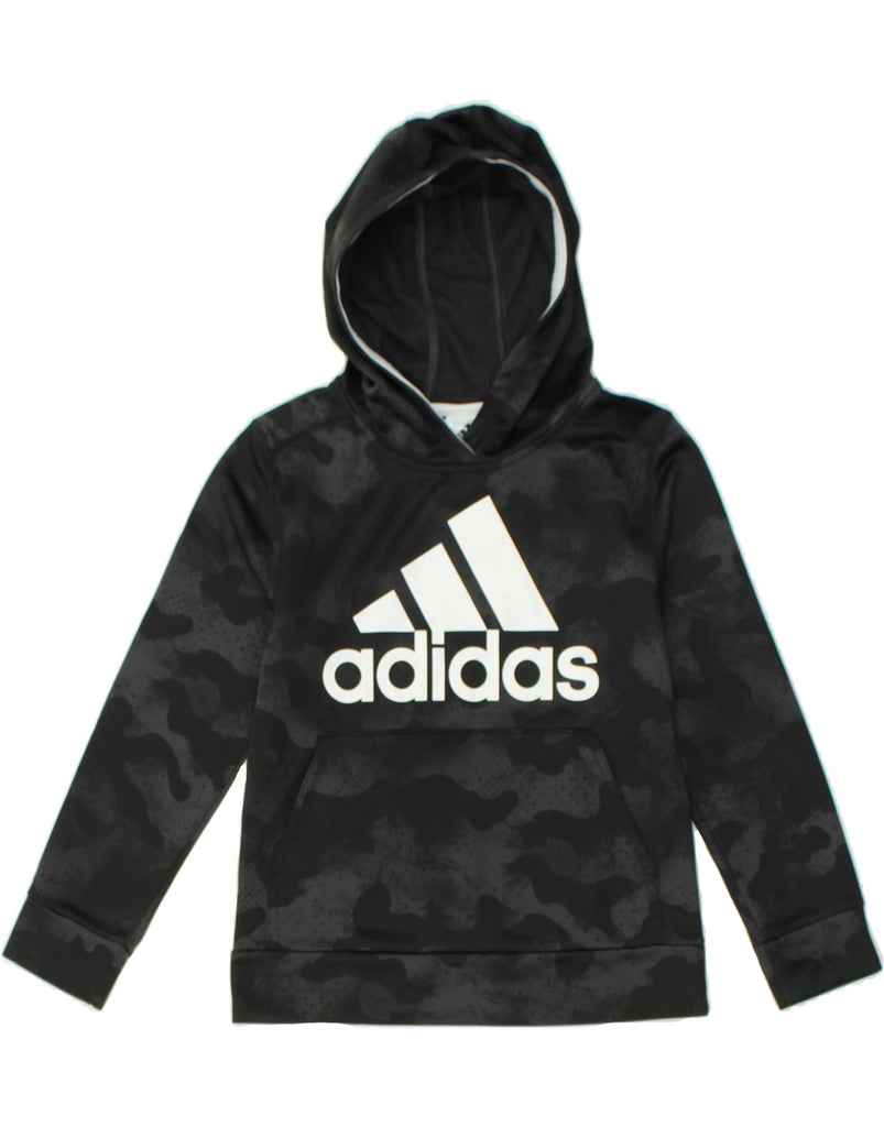 ADIDAS Boys Graphic Hoodie Jumper 7-8 Years Small Black Camouflage | Vintage Adidas | Thrift | Second-Hand Adidas | Used Clothing | Messina Hembry 